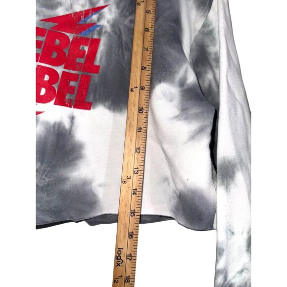 David Bowie Rebel Rebel Tie Dye Cropped Sweatshirt M/M Gray & White Polyester - Picture 7 of 8